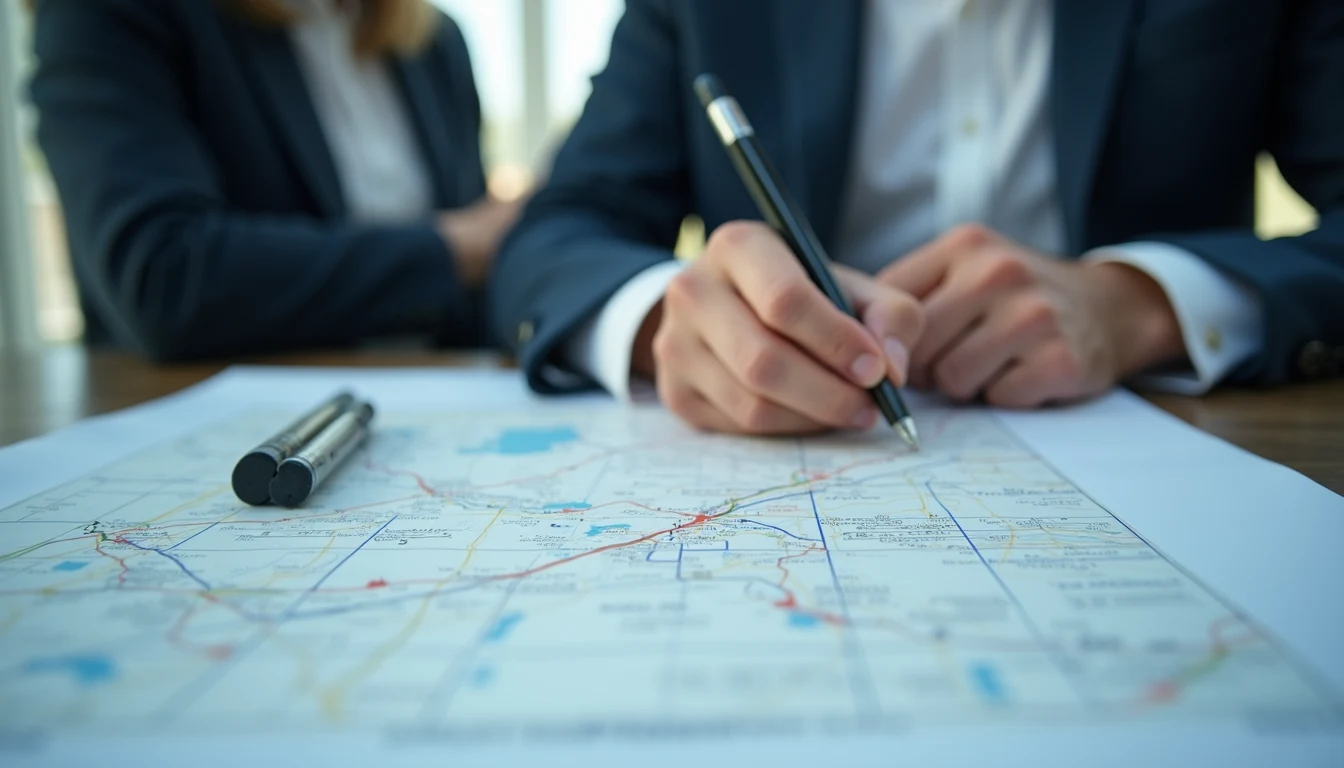 Eye-level view of a flight planning session with a dispatcher pen and flight map