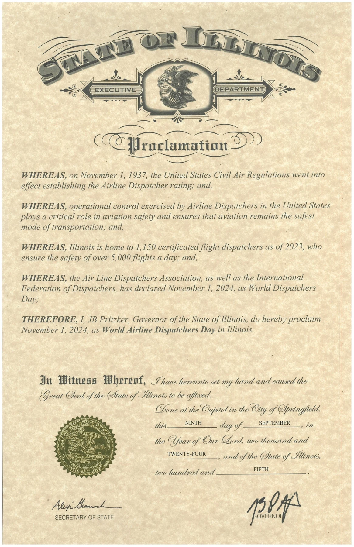 world aircraft dispatch day illinois