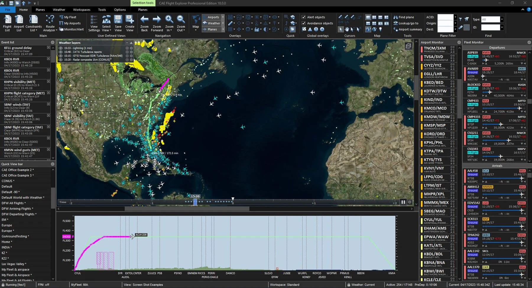 Close-up view of a flight planning software interface