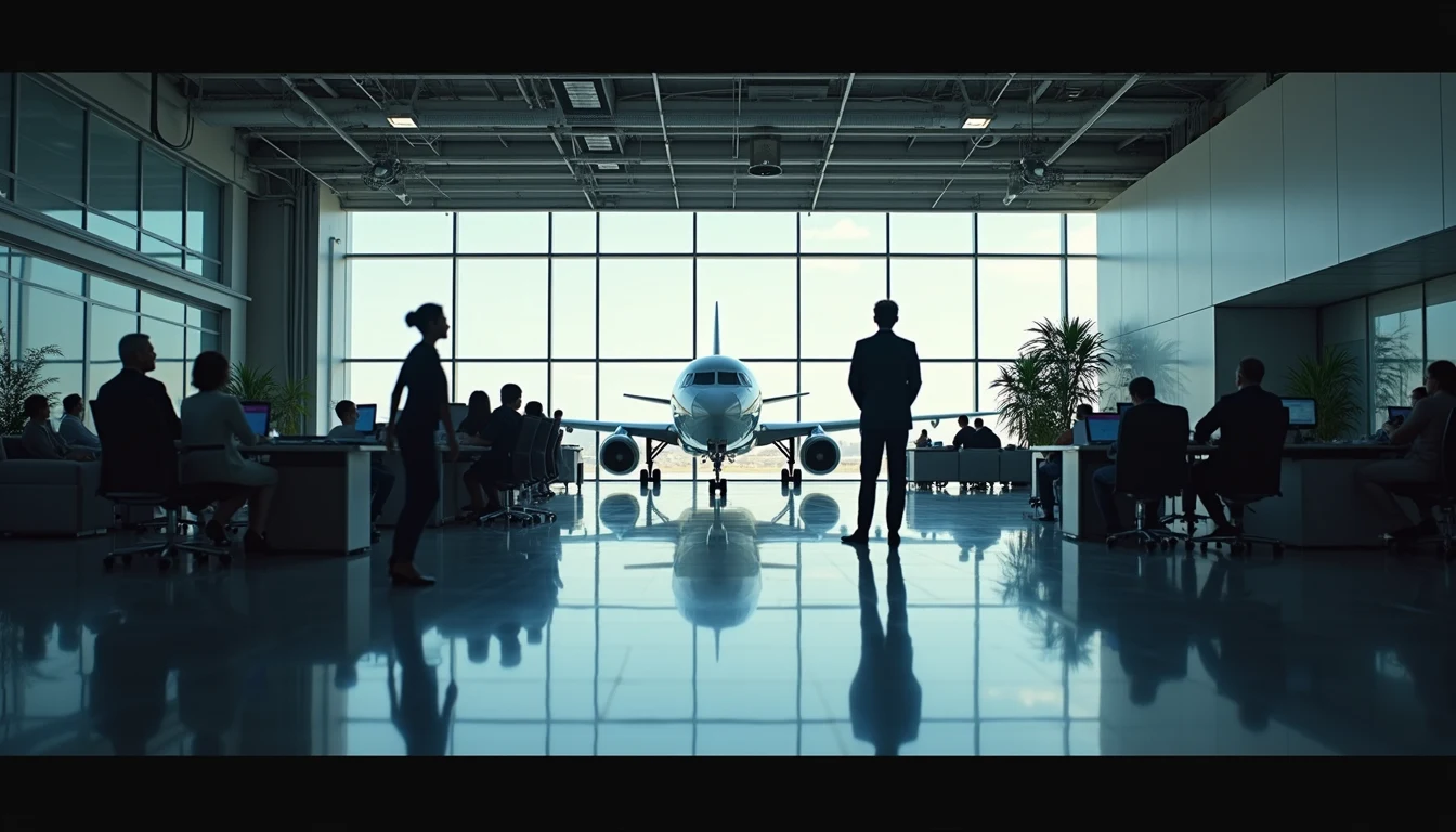Wide angle view of a flight operation center
